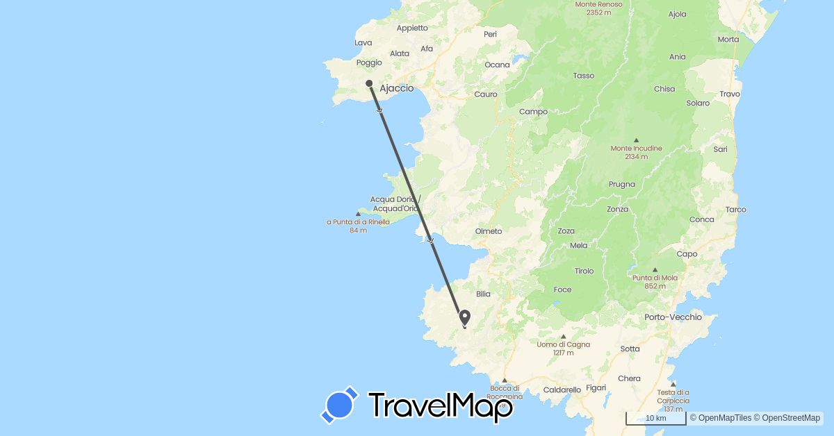TravelMap itinerary: driving, motorbike in France (Europe)
